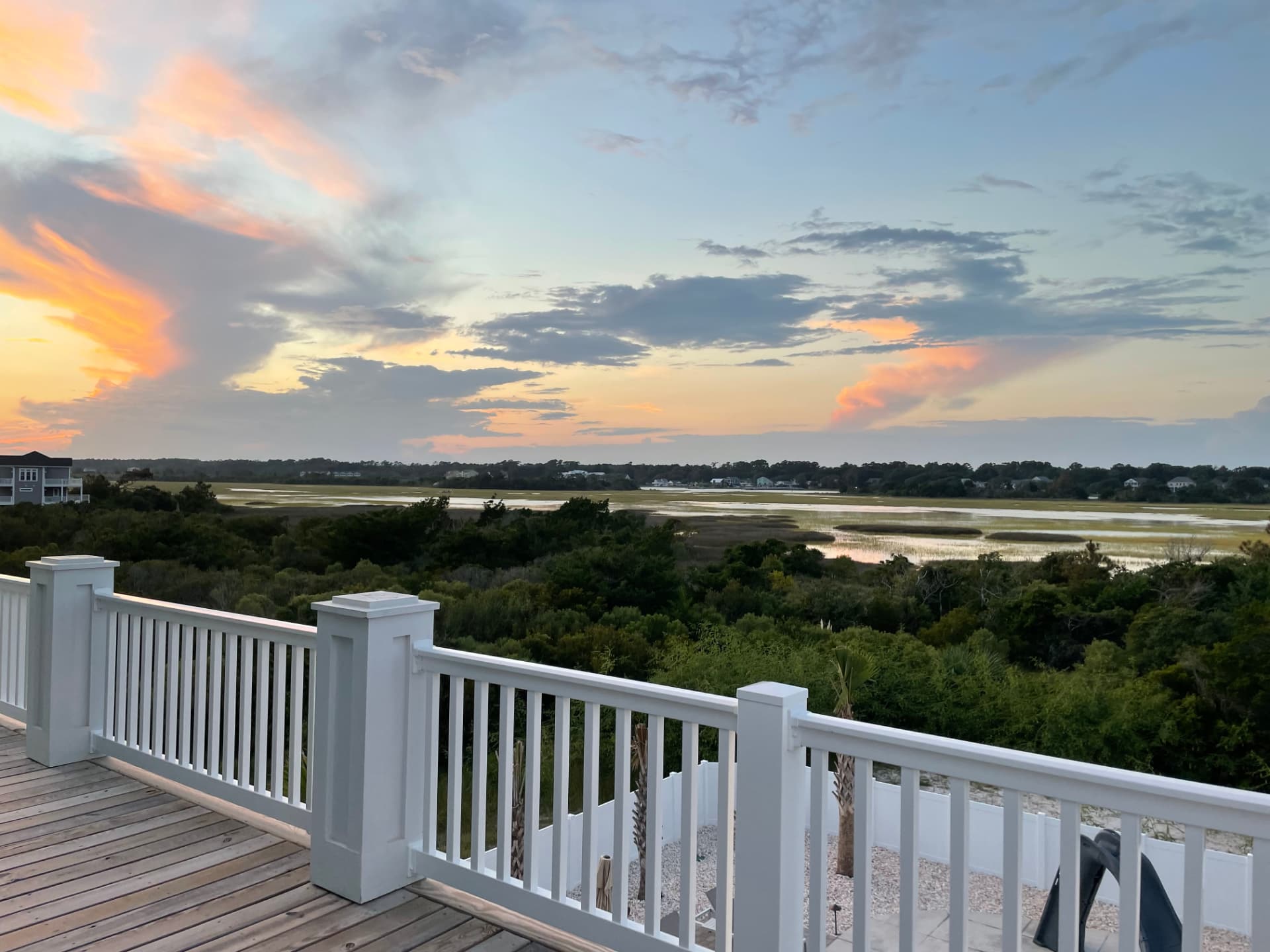 Marsh views at dusk from the porch