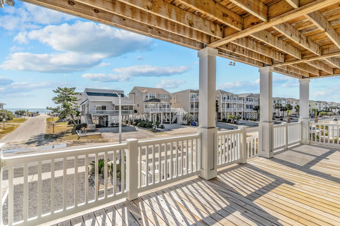 Covered front porch with ocean view