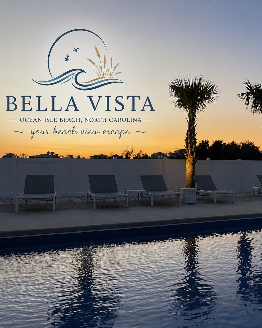 Bella Vista private pool at sunset, Ocean Isle Beach, NC