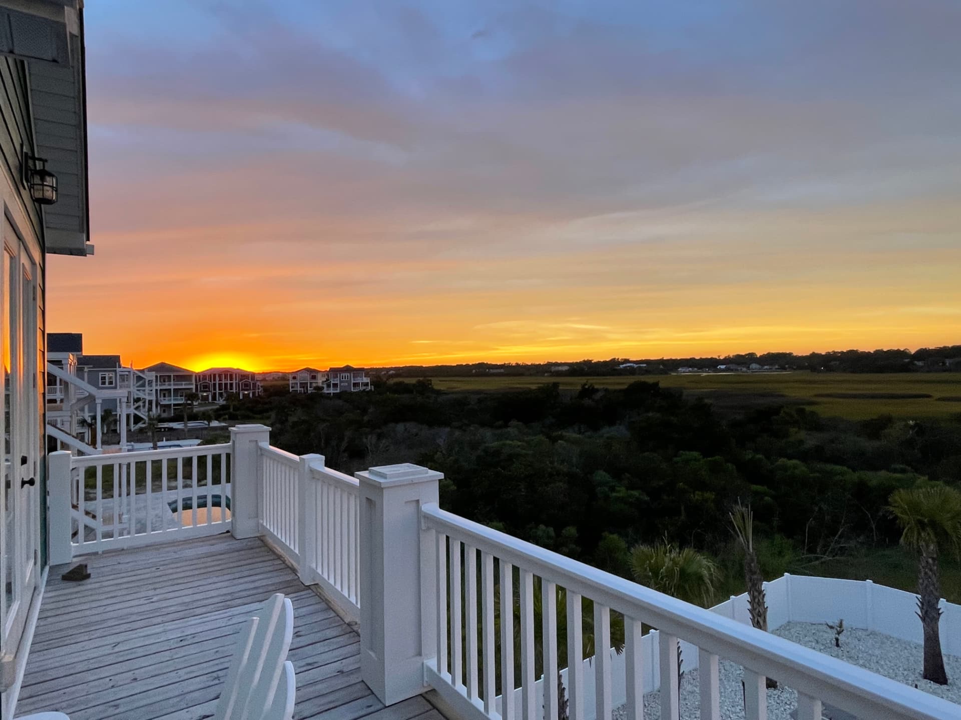 Sunset from the deck over the marsh