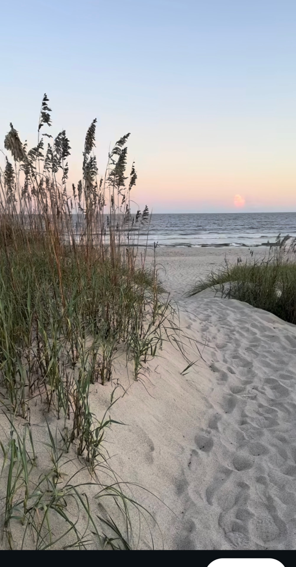 Dune path to the beach at dusk